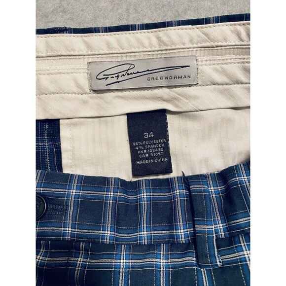Greg Norman Golf Shorts Men's 34 Blue‎ Plaid 9.5 Inseam Casual Sport - Picture 3 of 9
